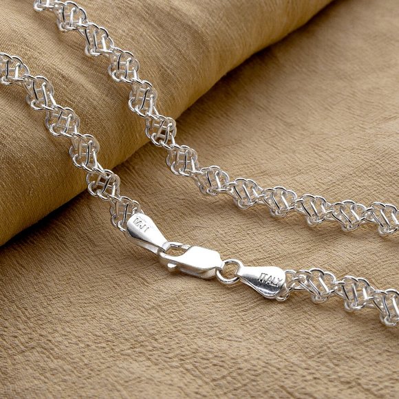 Shiny 22" Sterling Silver Singapore Rope Chain Stamped 925 ITALY, 5 mm Thick - Picture 1 of 8